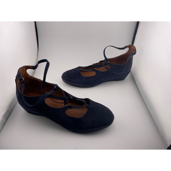 L'amour des pieds navy blue lace up ballet flats suede Bentham sz 7 comfort EUC - Picture 3 of 10